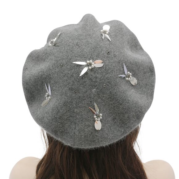 2164 Womens French Beret Hat Reversible Knitted Thickened Warm Cap For Ladies main image 4